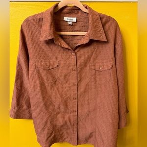 3/4 sleeve orange button down